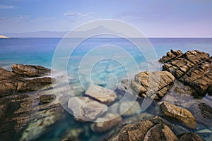 Seaside in Greece with beautiful rocks