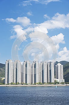 Seaside high rise residential building in Hong Kong city