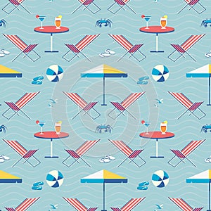 Seaside holiday leisure seamless vector pattern