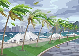 Seaside Landscape with Storm in Ocean