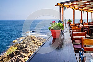 Seaside landscape - view from the cafe on the embankment