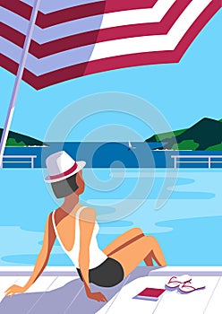 Seaside leisure relax in tourist resort poster