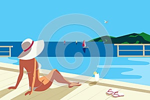 Seaside leisure relax in tourist resort poster
