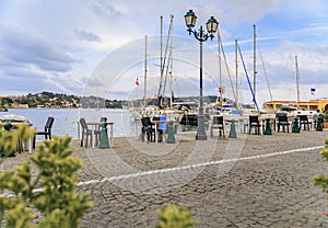 Seaside promenade along the Mediterranean Sea in Villefranche sur Mer, France