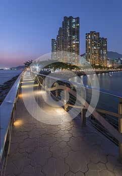 Seaside promenade and high rise residential building