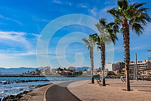 Seaside promenade in Portixol of Palma de Majorca, Spain