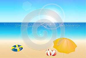 Seaside view poster, beautiful nature resort landscape, summer holiday concept