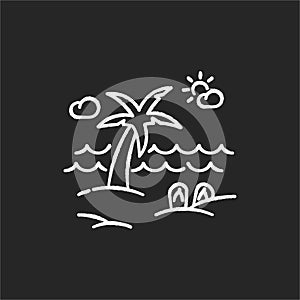 Seaside resort chalk white icon on black background