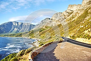 Seaside road at sunset Boland Mountain Complex, Western Cape