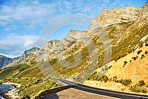 Seaside road at sunset Boland Mountain Complex, Western Cape