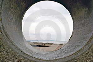 seaside scene Through a hole in the wall