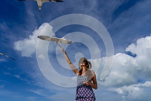 Seaside Serenity: A Beautiful Escape with Seagulls and Snacks