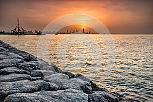Seaside skyline of Kuwait city