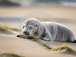 Seaside Solace. A Yearning Seal Pup's Tale. photo