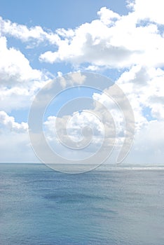 Seaside view with white clouds