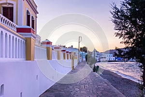 The seaside village of Agia Marina, Leros island, Greece, in the evening