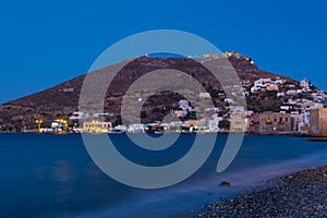 The seaside village of Agia Marina, Leros island, Greece, in the evening