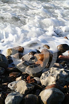 Seaside waves pebble