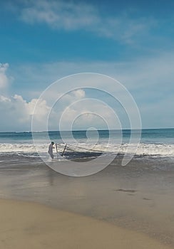 Seasides fisherman traditional Indonesia west java cloud sky