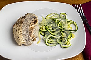 season chicken breast, with zucchin noodles