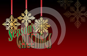 Season Greetings snowflakes ornaments and type graphic background