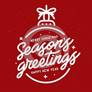 Season greetings typography composition. Vector vintage illustration. photo