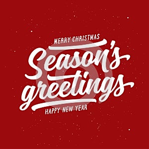 Season greetings typography composition. Vector vintage illustration.