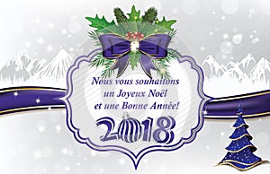 Season`s greetings 2018 in French.