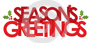 SEASON`S GREETINGS banner with holly motifs