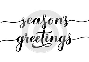 SeasonÃ¢â¬â¢s Greetings calligraphy hand lettering with shadow on red background. Merry Christmas and Happy New Year typography
