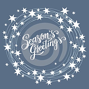 Season`s Greetings, Christmas background with star, vector illustration