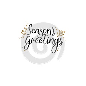 Season`s Greetings Hand Lettering Greeting Card. Vector Illistration. Modern Calligraphy.