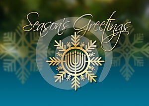 Season`s Greetings Hanukkah Menorah holiday ornament background graphic