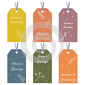 Season`s greetings holiday gift tag