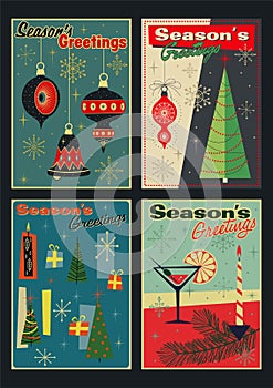 Season`s Greetings Postcards Retro Style