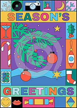 Season`s Greetings! Winter Holidays Greeting Card