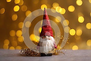 season winter card greeting holiday christmas lights fairy bokeh golden Gnome