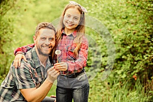 Seasonal allergies concept. Outgrow allergies. Biggest pollen allergy questions. Father little girl enjoy summertime