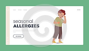 Seasonal Allergies Landing Page Template. Symptoms Of A Child's Respiratory Illness, Marked By Abrupt Expulsions Of