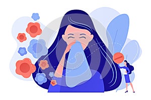 Seasonal allergy concept vector illustration.