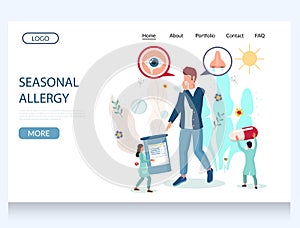 Seasonal allergy vector website landing page design template