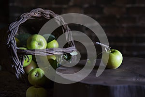 Seasonal apples in the old cellar