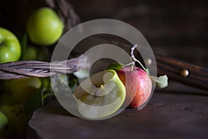 Seasonal apples in the old cellar