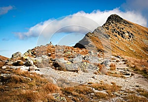 Rocky walkway to rocky mountain peak