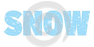 Seasonal banner with word snow. Snowing concept