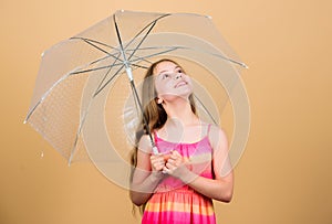 Seasonal changes. Fall season. Enjoy rain concept. Waterproof accessory. Rainy days coming. Love rainy days. Kid girl