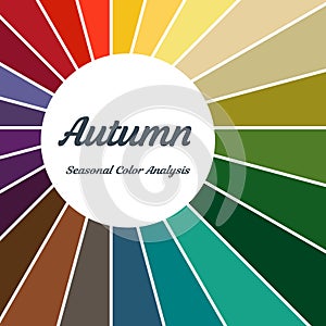 Seasonal color analysis palette for autumn type. Type of female appearance