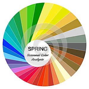 Seasonal color analysis palette for spring type. Type of female appearance