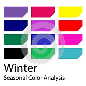 Seasonal color analysis palette for winter type. Type of female appearance