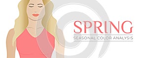 Seasonal Color Analysis Spring Banner Background with Woman Illustration